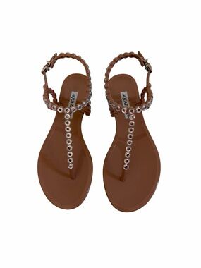 Aquazzura Brown Jeweled T-Strap Sandals